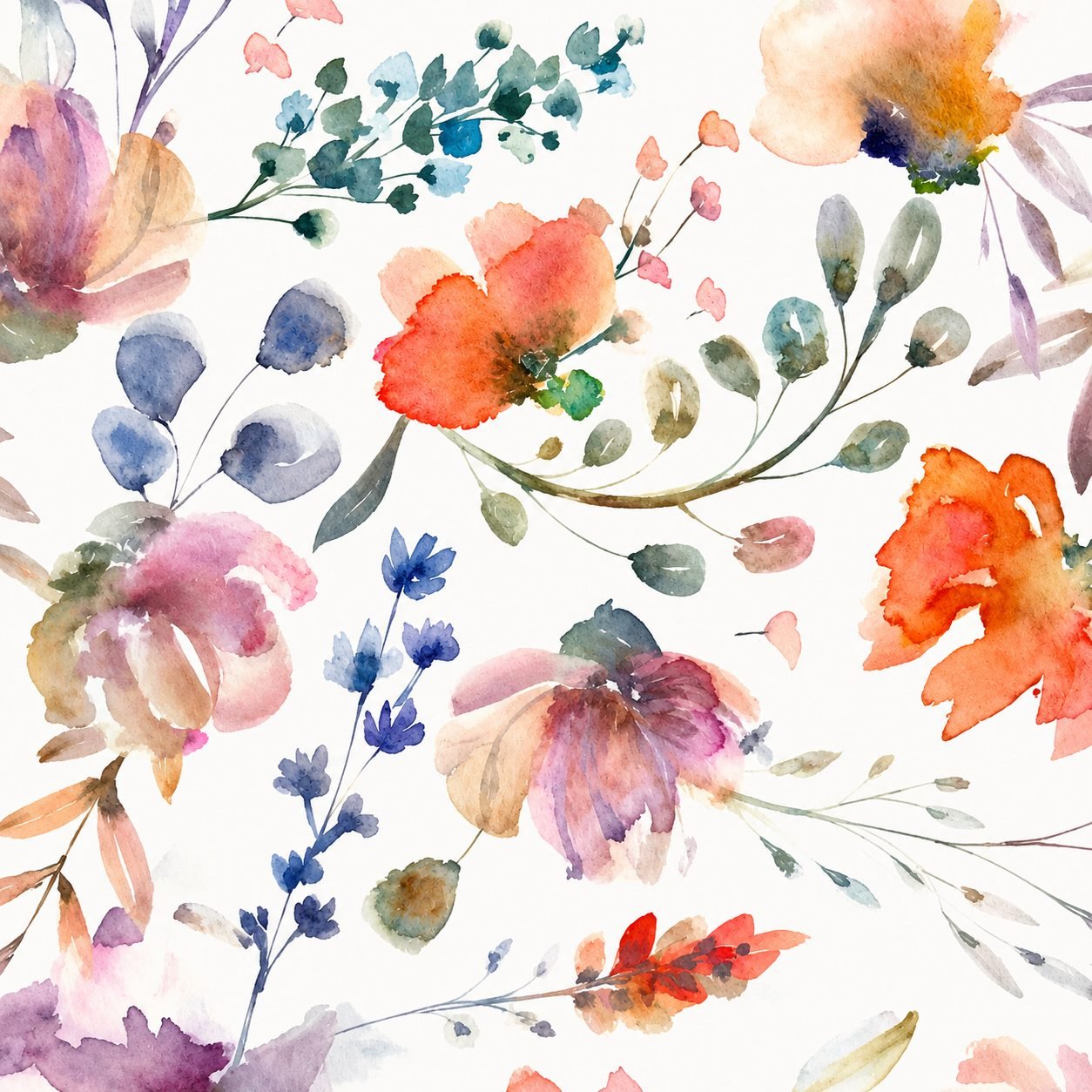 Watercolor Floral Print - 805