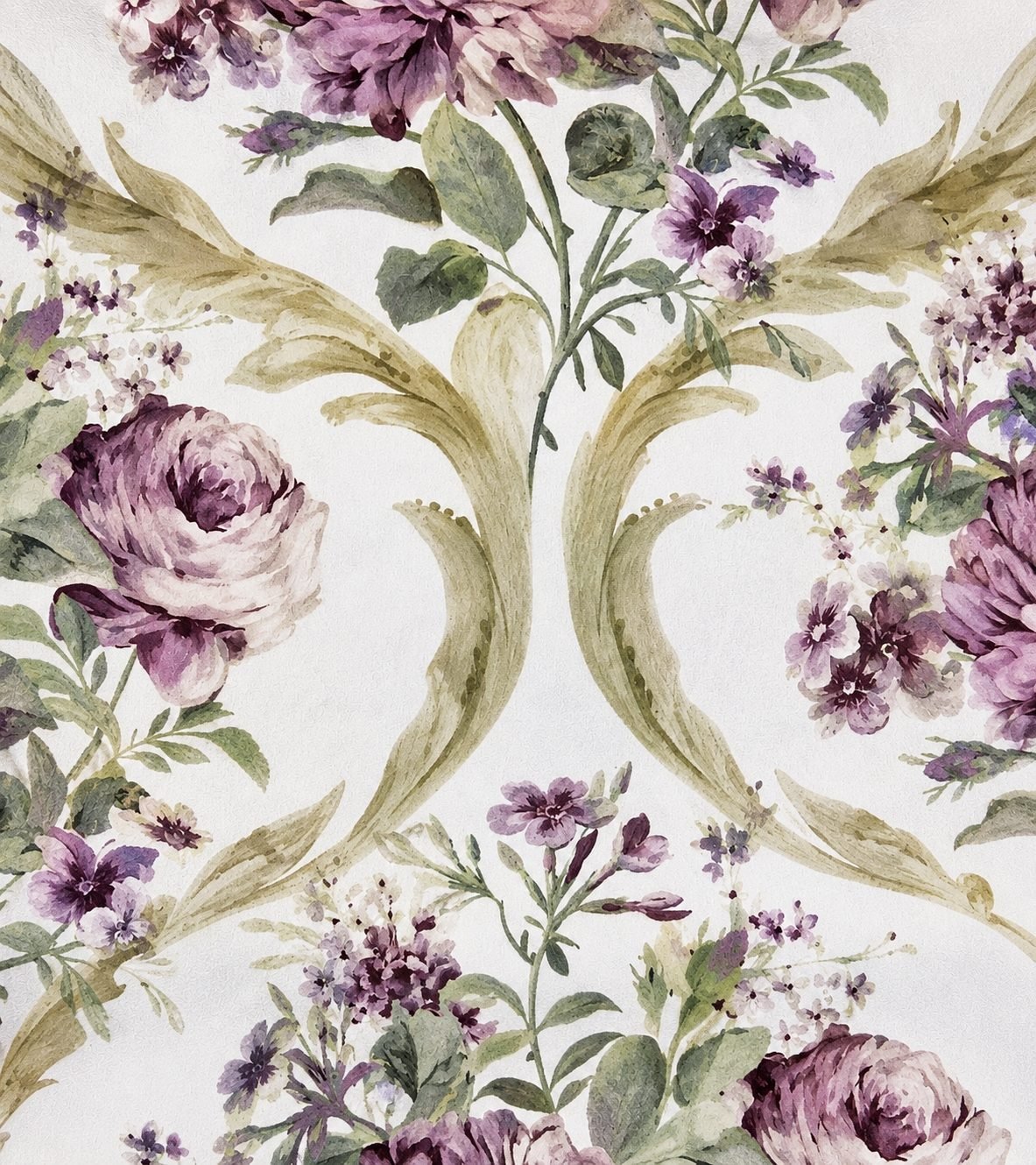 Soft Purple Flowers & Green Leaves Print - 814