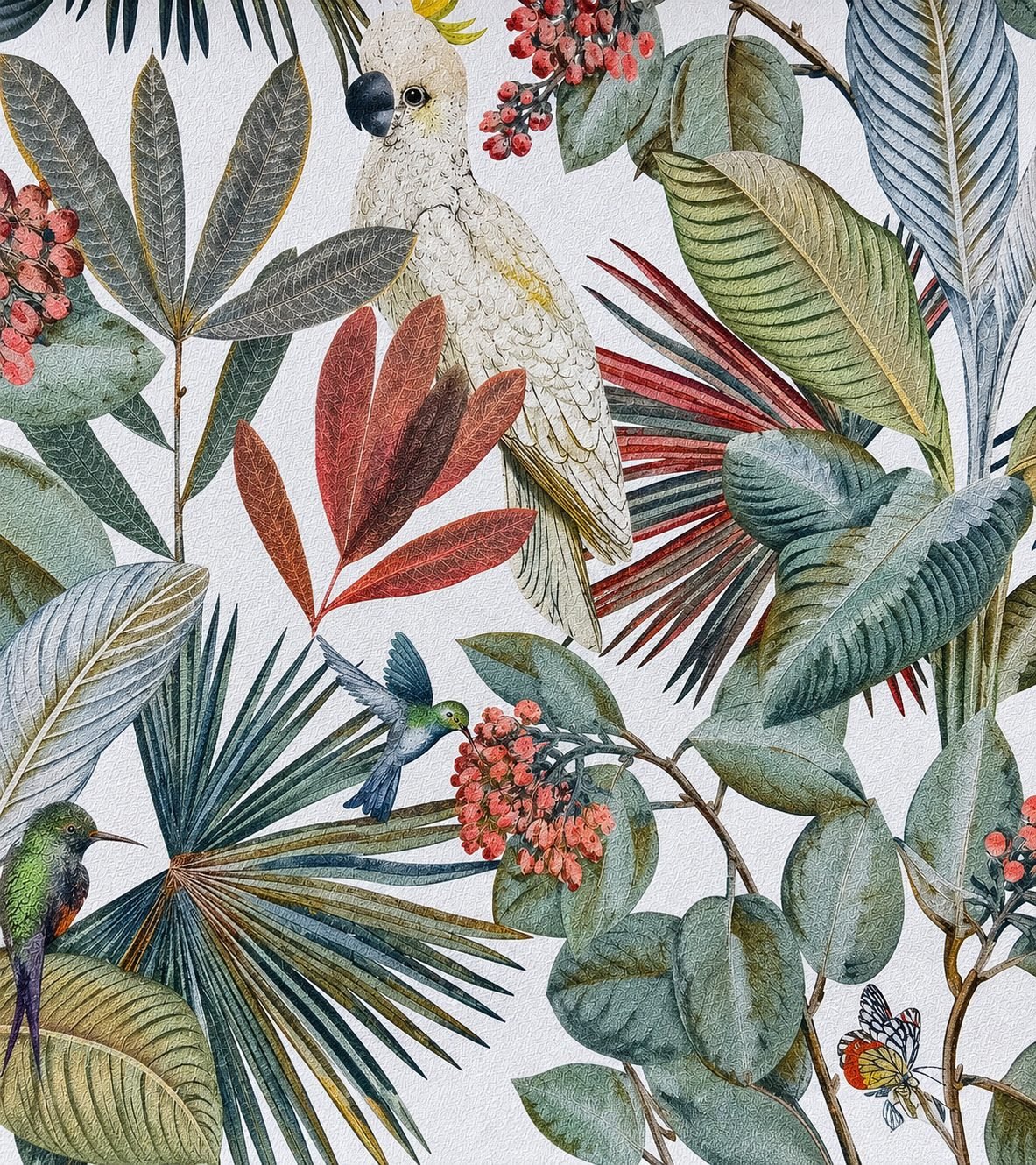 Birds & Tropical Leaves Print - 815