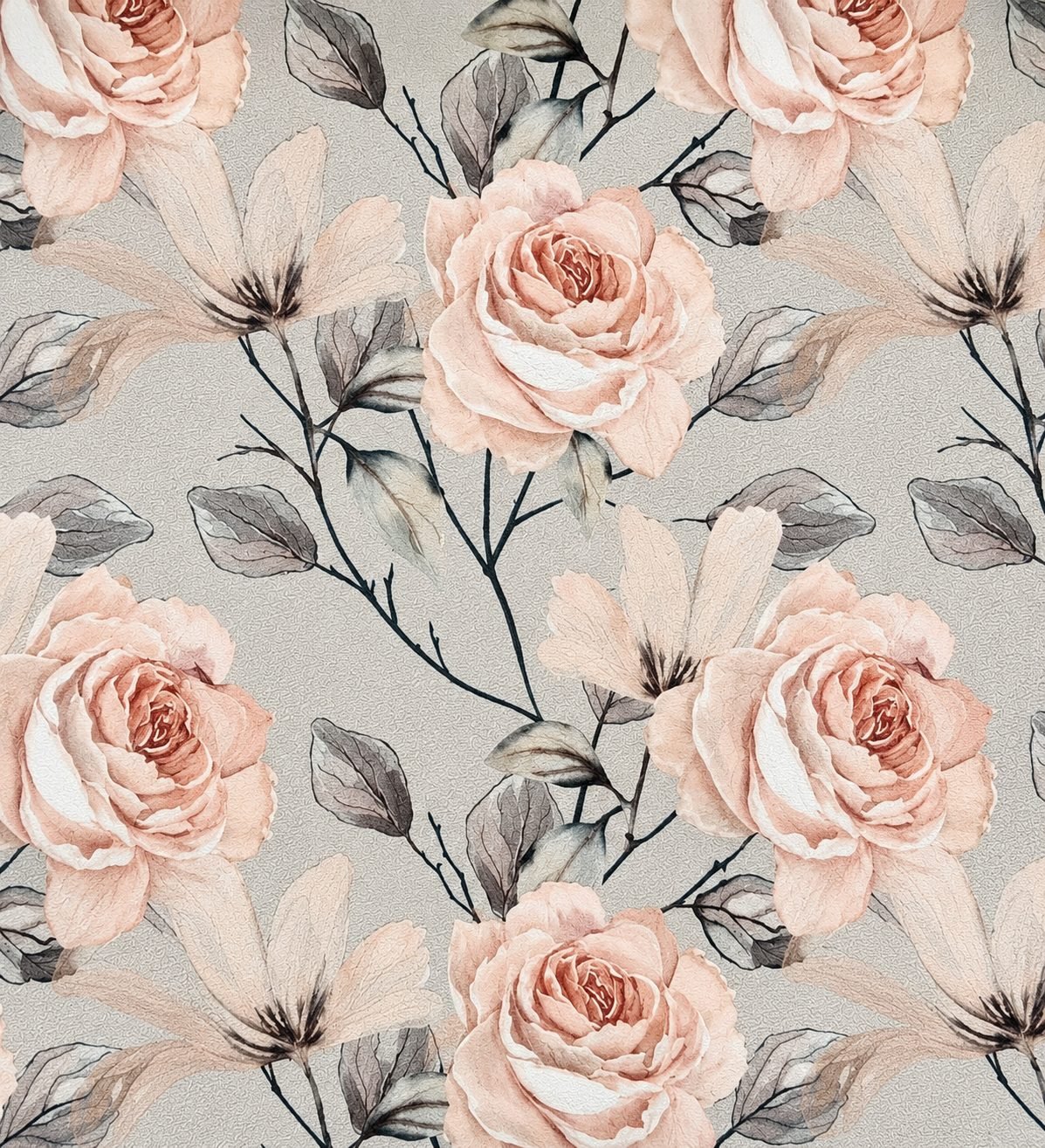 Soft Peach Rose Floral Print - 818