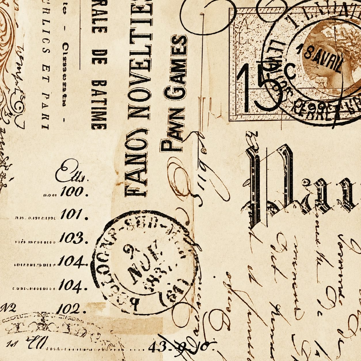 Antique Newspaper Design Print - 831